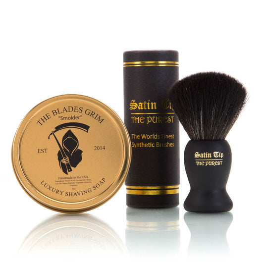 Smolder Soap and Black Satin Tip Shave Brush Combo
