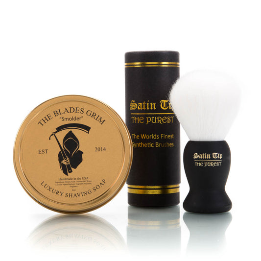Smolder Soap and White Satin Tip Shave Brush Combo