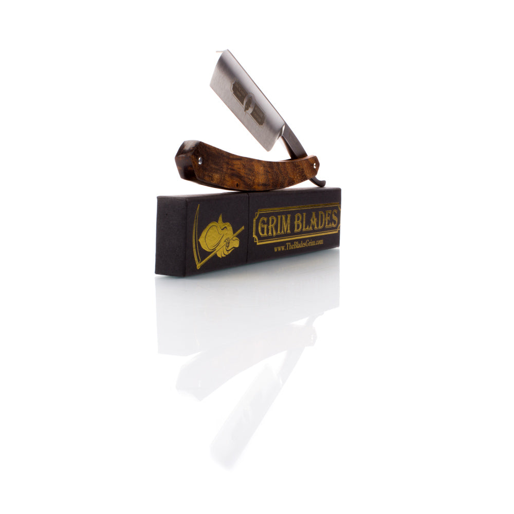 Grim Blades 6/8 Square Tip Straight Razor In Exotic Rosewood