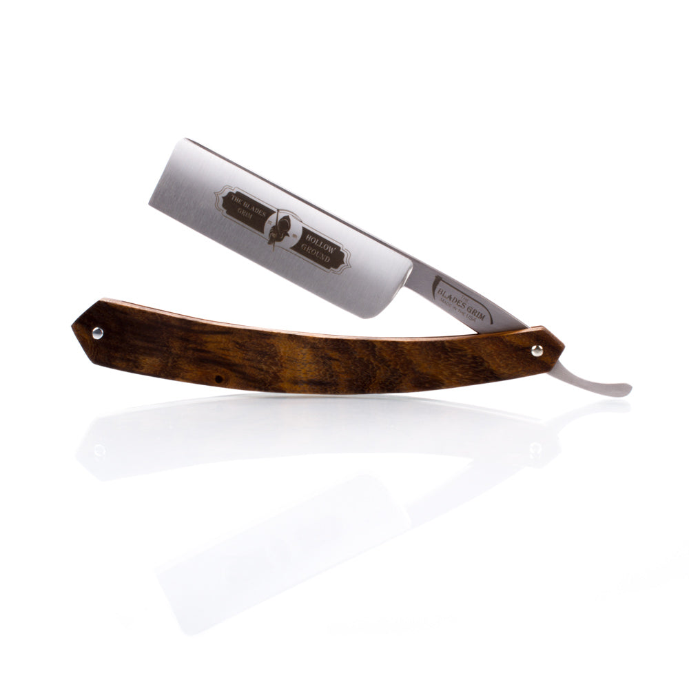 Grim Blades 6/8 Square Tip Straight Razor In Exotic Rosewood