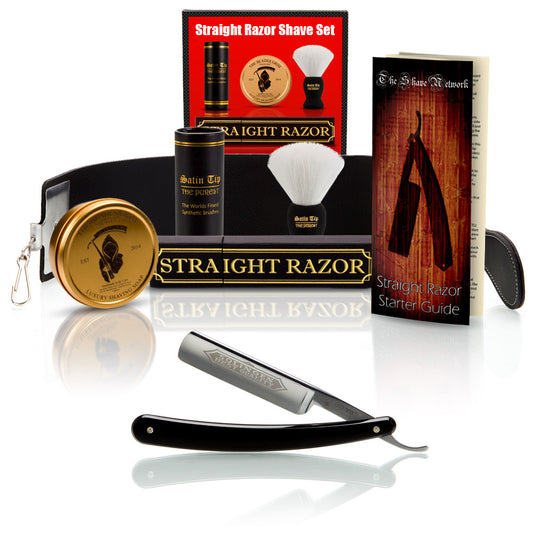 Black Best Quality 6/8" Razor with Luxury Shave Set