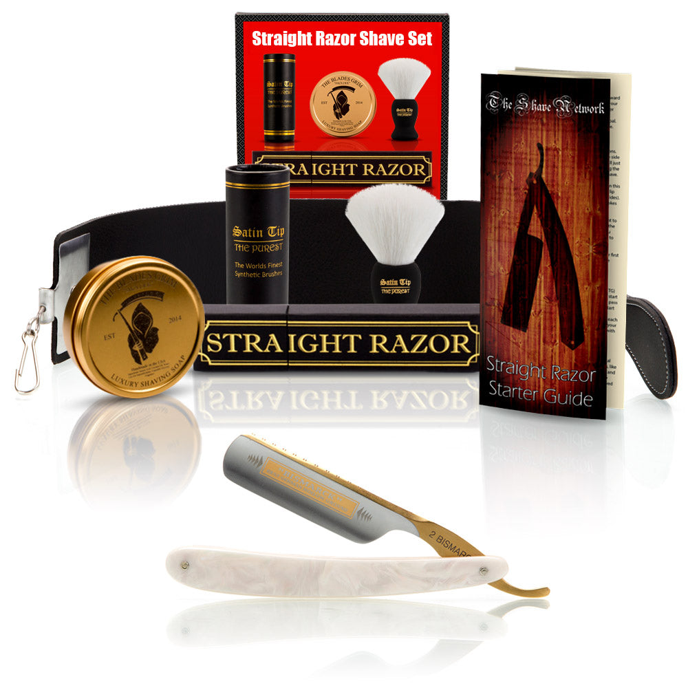 Faux Pearl Bismarck 6/8" Razor wtih Luxury Set