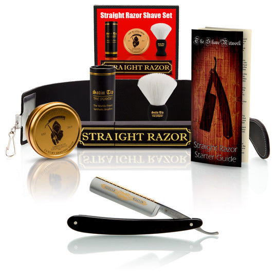 Ebony Silver Steel 5/8" Razor with Luxury Shave Set