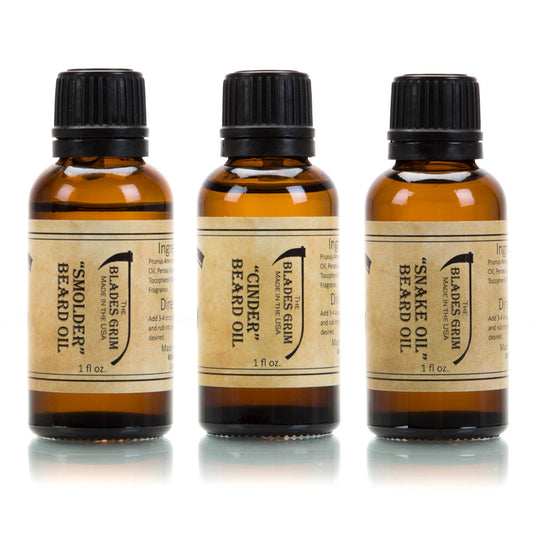 Smolder, Cinder & Snake Oil 3 Pack Beard Oil - The Blades Grim