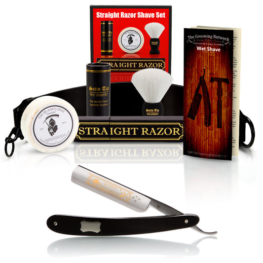 DOVO "Astrale" Ebony 5/8" Straight Razor with Luxury Shave Set