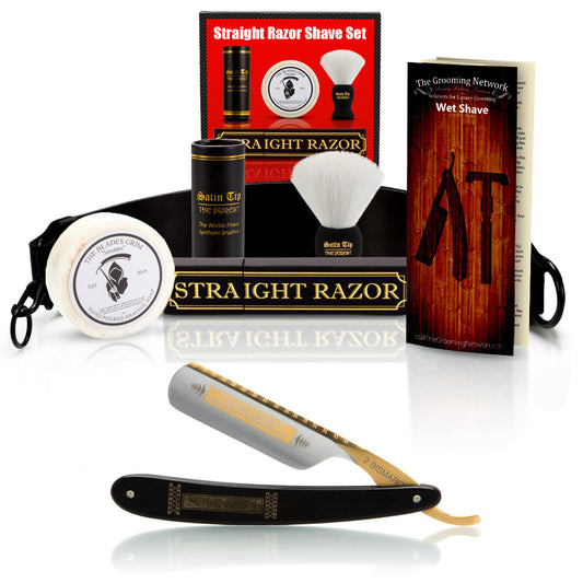 Ebony Bismarck 6/8" Razor with Luxury Shave Set