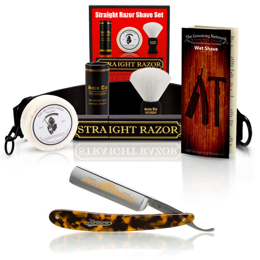 Faux Tortoise 5/8" Razor with Luxury Shave Set