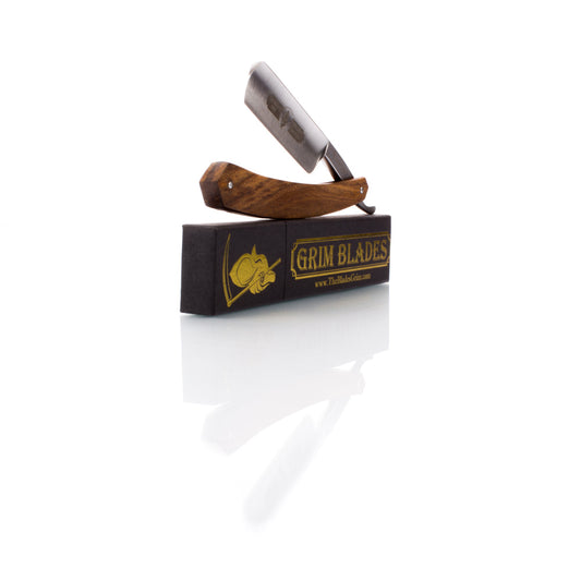 Grim Blades 6/8 Round Tip Straight Razor In Exotic Rosewood