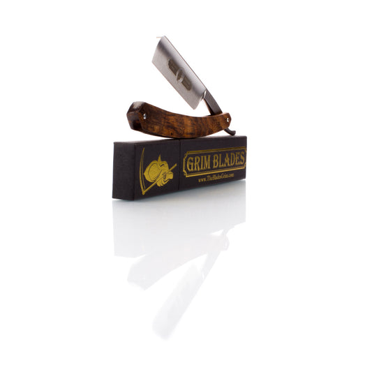 Grim Blades 6/8 Square Tip Straight Razor In Exotic Rosewood
