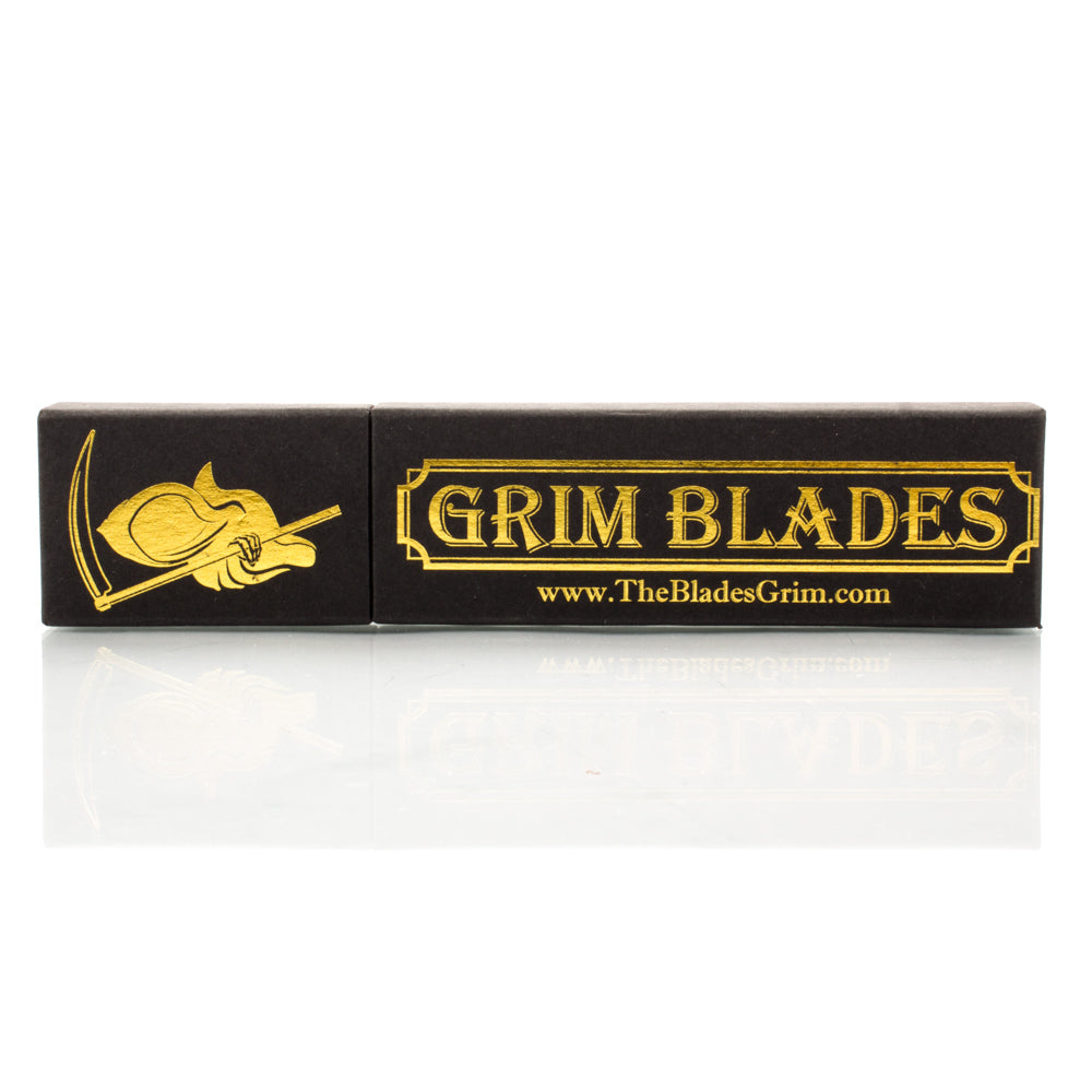 Grim Blades Round Tip Exotic Rosewood Straight Razor with Luxury Kit