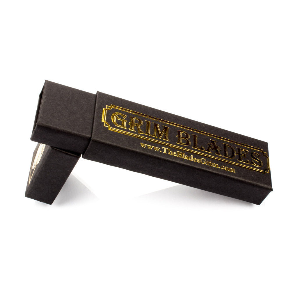 Grim Blades Round Tip Exotic Rosewood Straight Razor with Luxury Kit